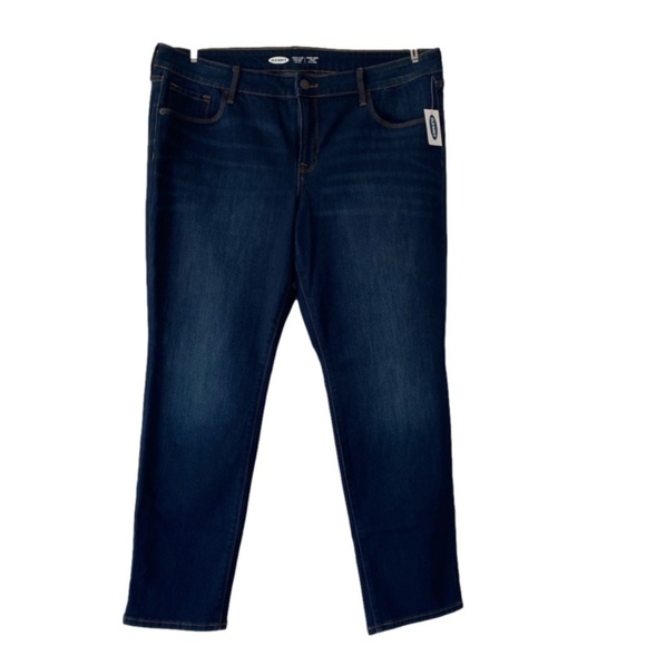 Nwt Old Navy Power Slim Straight Low Rise dark wash jeans size 16 - Picture 1 of 6